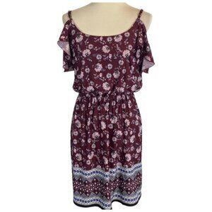 Maurices Dress Cold Shoulder Spaghetti Strap Knee Length Floral Plus Sz 3 / 3X
